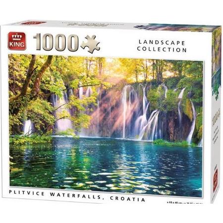 Puzzel 1000 stuks - Plitvice Waterfalls Croatia | Plitvice watervallen Kroatie - Landscape Collection (68 x 49 cm)